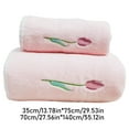 thumbnail image 3 of Bath Towel With Tulip Embroidery Coral Velvet Towel Towel Cover Towel Baby And Children's Soft Absorbent Flower For Home Use - Pink - Towel*1+Bath Towel*1, 3 of 7
