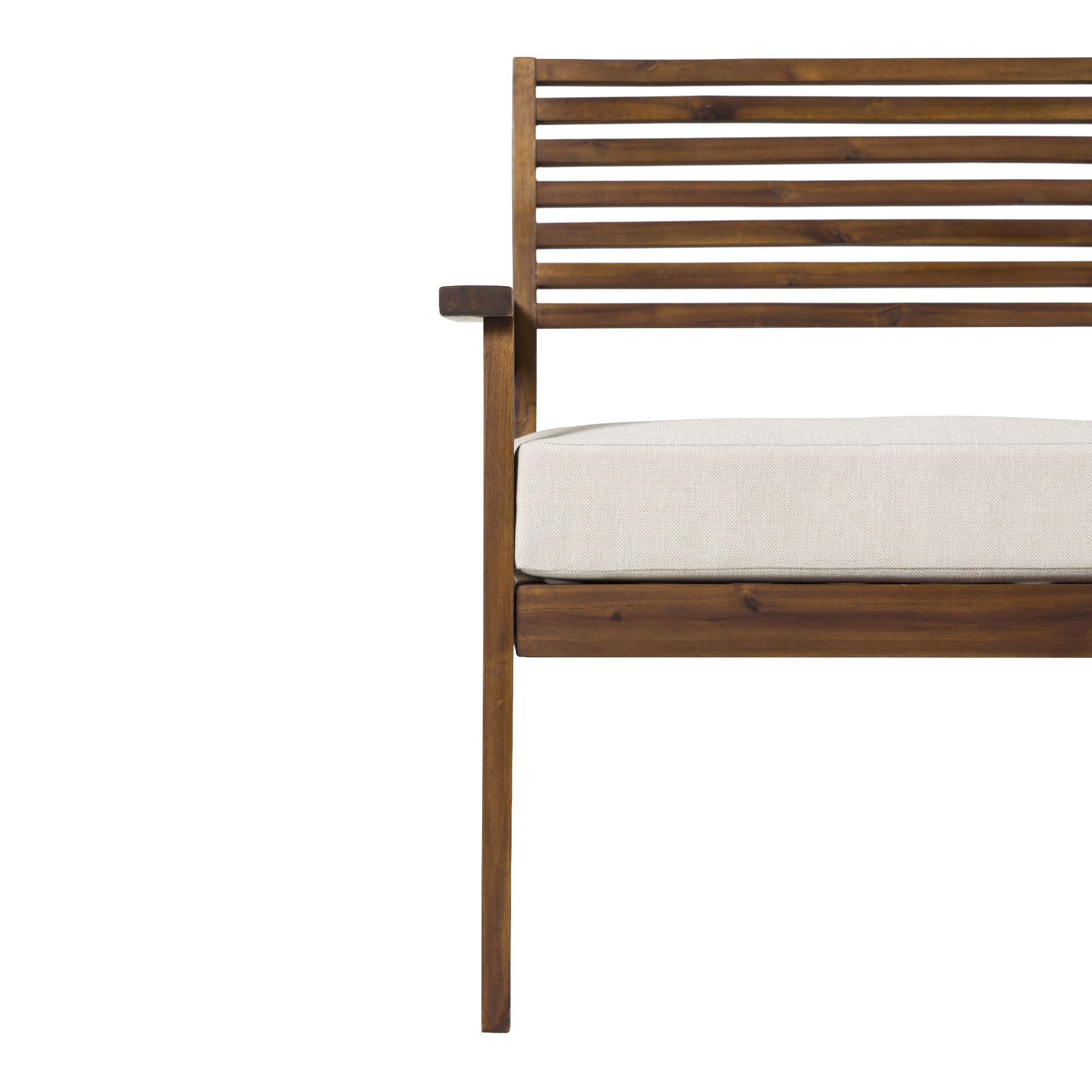 Walker Edison Modern Slat-Back Solid Wood Outdoor Lounge Chair, Dark Brown