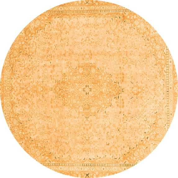 Ahgly Company Indoor Round Abstract Orange Modern Area Rugs, 3' Round