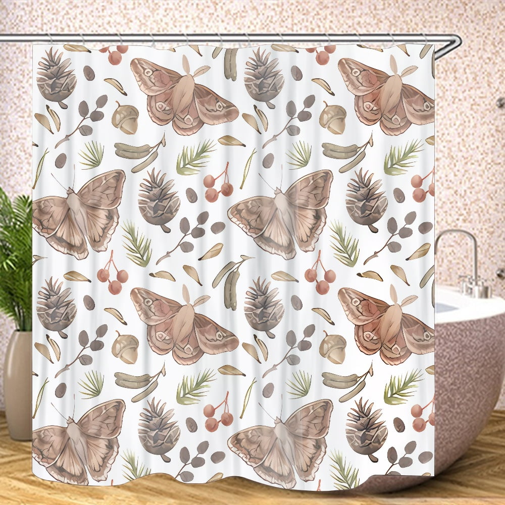 FUNOA Shower Curtain Modern Geometric Leaves Plant Basics Fabric