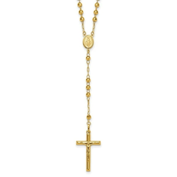 Auriga Fine Jewelry 14K Yellow Gold 4mm Beaded Rosary Necklace for Women 24"