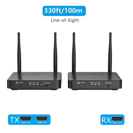 [2019] HDMI Wireless Extender, Nextrend Newest Wireless Transmitter and Receiver Kit Supporting Hd 1080P 3D Video&Digital Audio from Pc, Netflix, Ps4 to 1080P TV Projector with IR, Pro Version (Best Wireless Projectors 2019)