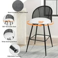 thumbnail image 5 of ANMINY Swivel Rattan Bar Stools, 29" Counter Height Set of 4, Upholstered Chairs Barstools with Full Back and Metal Legs Modern PU Fabric Seat for Kitchen Island, 5 of 10