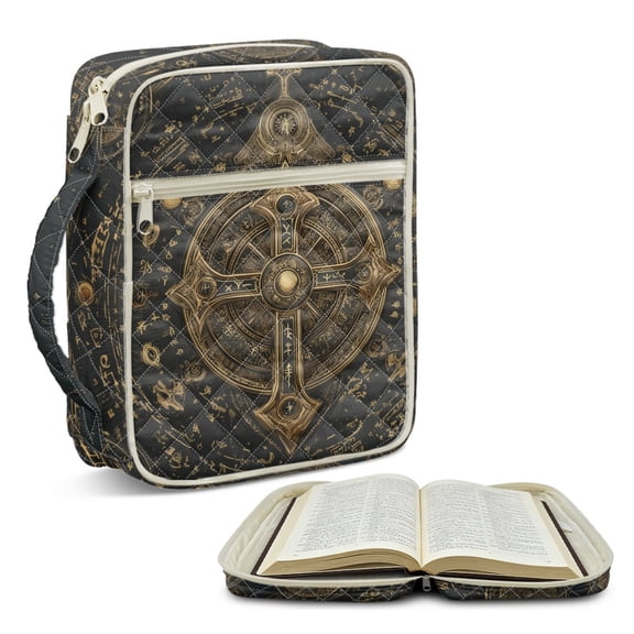 ZUXONGSY Vintage Cross Print Bible Cover Case for Women Lightweight Bible Bag Stylish Christian Gift with Pen Holder Scripture Bag for Daily Commuter