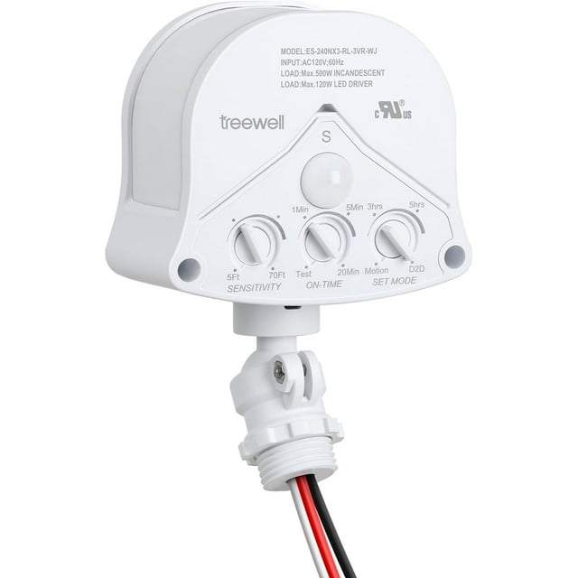 240° & 360° Replacement Motion Sensor, Adjustable Time & Detection Sensitivity Up to 70 Feet Range, 4 Working Modes Outdoor Motion Detector for Security Floodlight, White, UL Listed
