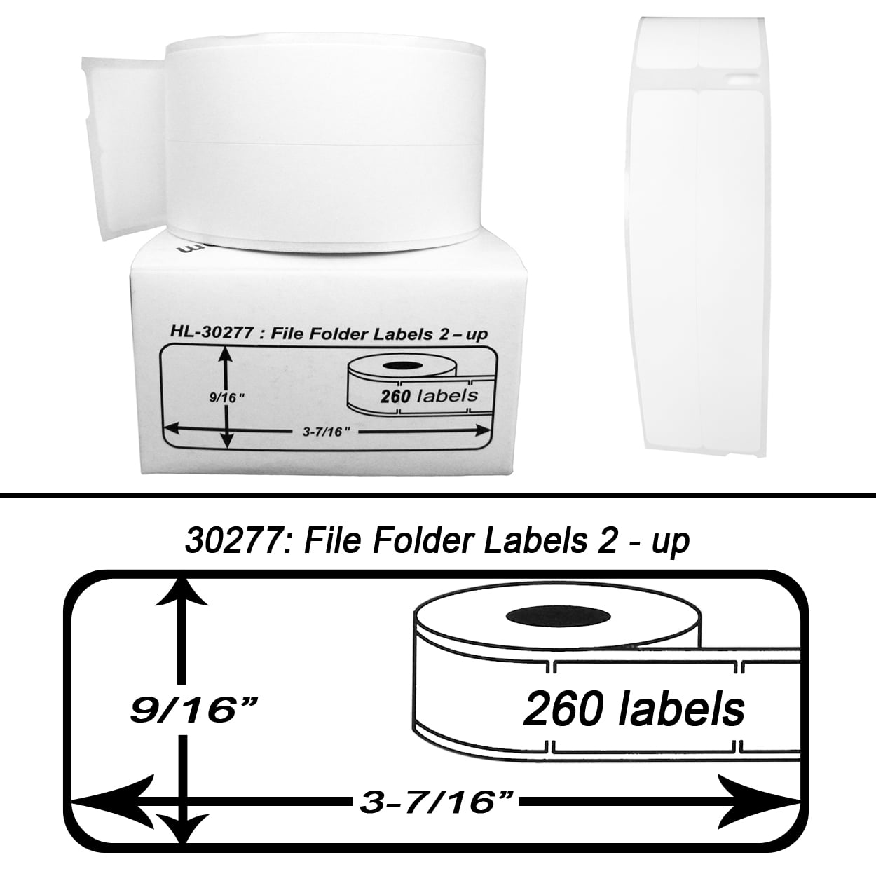 Genuine Dymo 30277 File Folder Labels 2-up