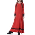 thumbnail image 4 of Girls Long Sleeve Crew Neck Dress, Solid Color Maxi Dress for Kids, Comfortable Everyday Casual Wear, Loose Fit Stretchy Dress for School and Play Red S, 4 of 8