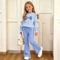 thumbnail image 6 of QTBIUQ Girls Two-Piece Fall Winter Set Bow-Decorated Long-Sleeve Sweatshirt with Rhinestone-Bow Print and Flared Pants Outfit Set, 6 of 8