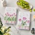 thumbnail image 3 of Tulip Buffalo Plaid Flowers Spring Kitchen Towels Dish Towels, 18x26 Inch Seasonal Floral Decoration Hand Towels Set of 2, 3 of 6