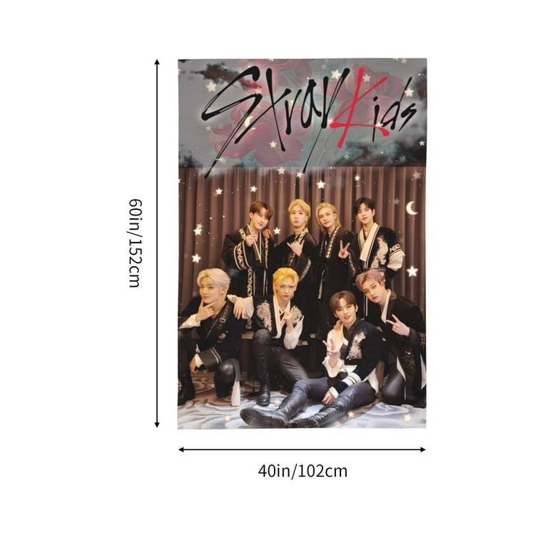 Kpop Stray Kids Tapestry Wall Hanging Home Decoration Wall Blanket Dormitory Living Room Bedroom Backdrop Poster 60x40inch