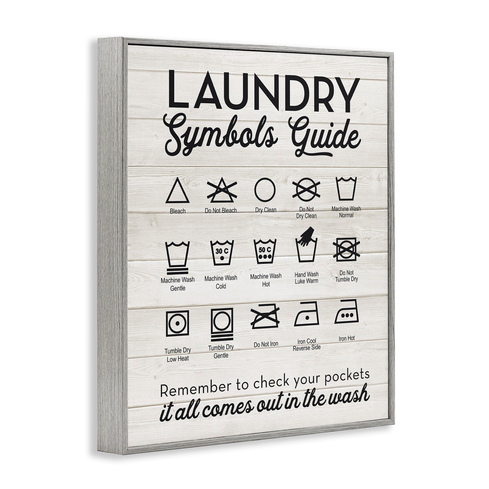 Stupell Industries Laundry Symbols Guide Typography, 24 x 30,Design by Lettered and Lined