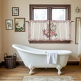 thumbnail image 4 of Easter Bunny Roses Tier Curtains 24 Inch Length, Pink Floral Spring Linen Cafe Short Curtains for Bathroom Over Sink, Small Kitchen Curtain Light Filtering Tiered Drapes 2 Panels 27.5"Wx24"L, 4 of 8