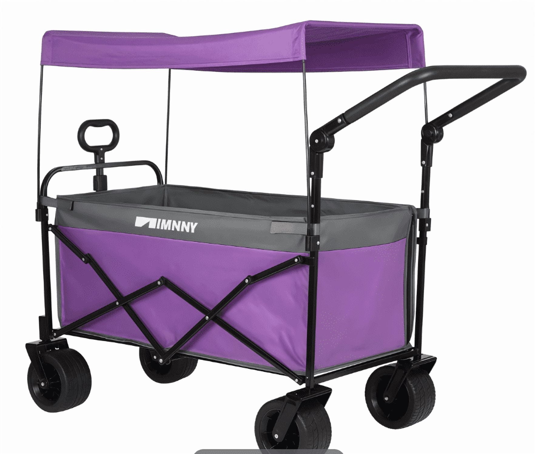 Push and Pull Wagon with Detachable Canopy All-Terrain Wheels 300 lbs Capacity 200L Grocery Pet Cart