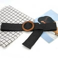 thumbnail image 2 of ZHENHONG Buckle Belt for Women Vintage Waist Belt Round Wooden Smooth Buckle Fake Straw Wide Belt Women's Accessories Belt Black, 2 of 2