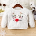 thumbnail image 2 of Girl Winter Sweater Christmas Reindeer Pattern Knit Pullovers Tops, 2 of 8