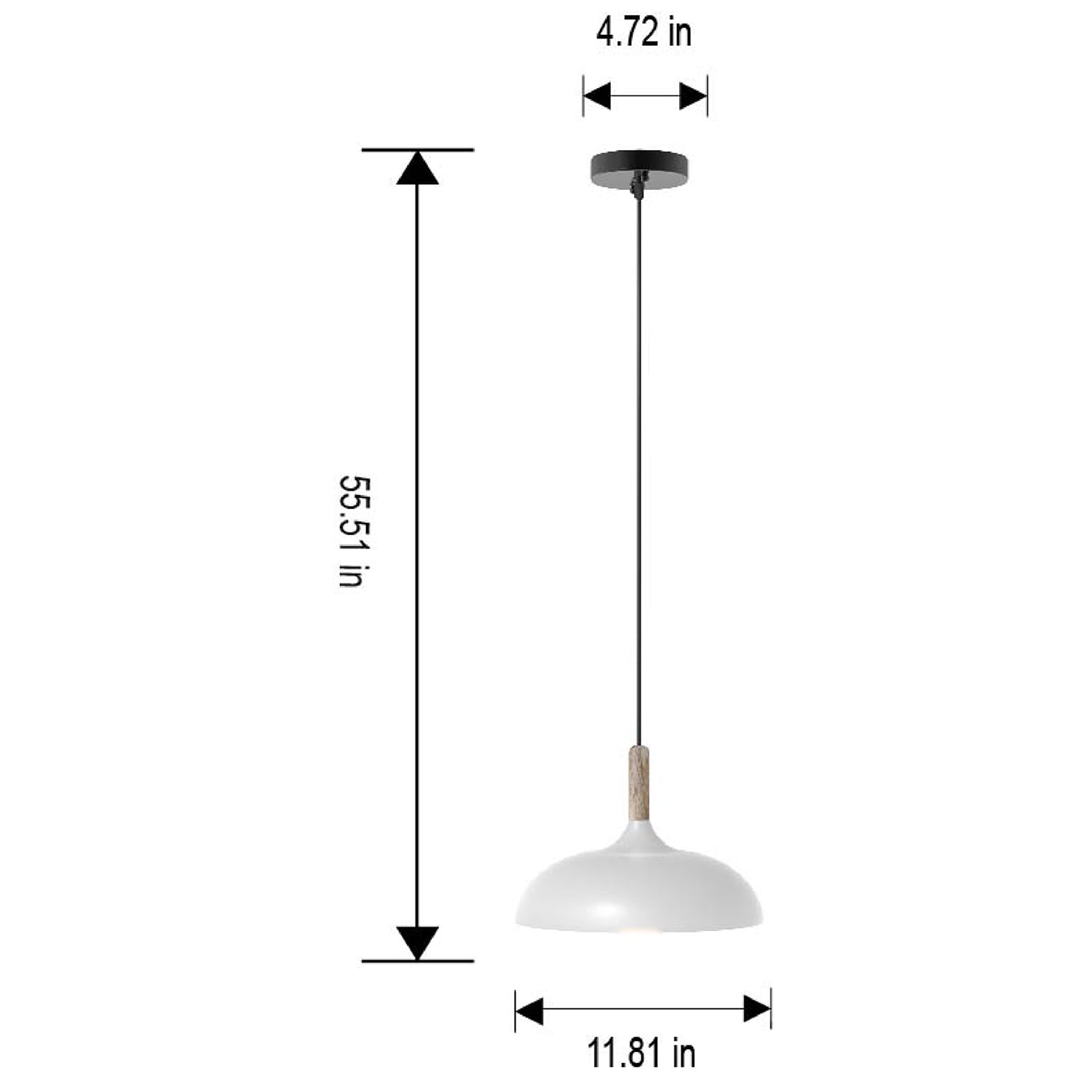(2 pack) Better Homes & Gardens 55" Industrial White Pendant Ceiling Light, All Metal Fixture Adjustable Cord