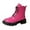 Hot Pink, variant on Fashionable Leather Round Toe Heeled Ankle Boots With Lace Up Design for Casual and Formal Wear