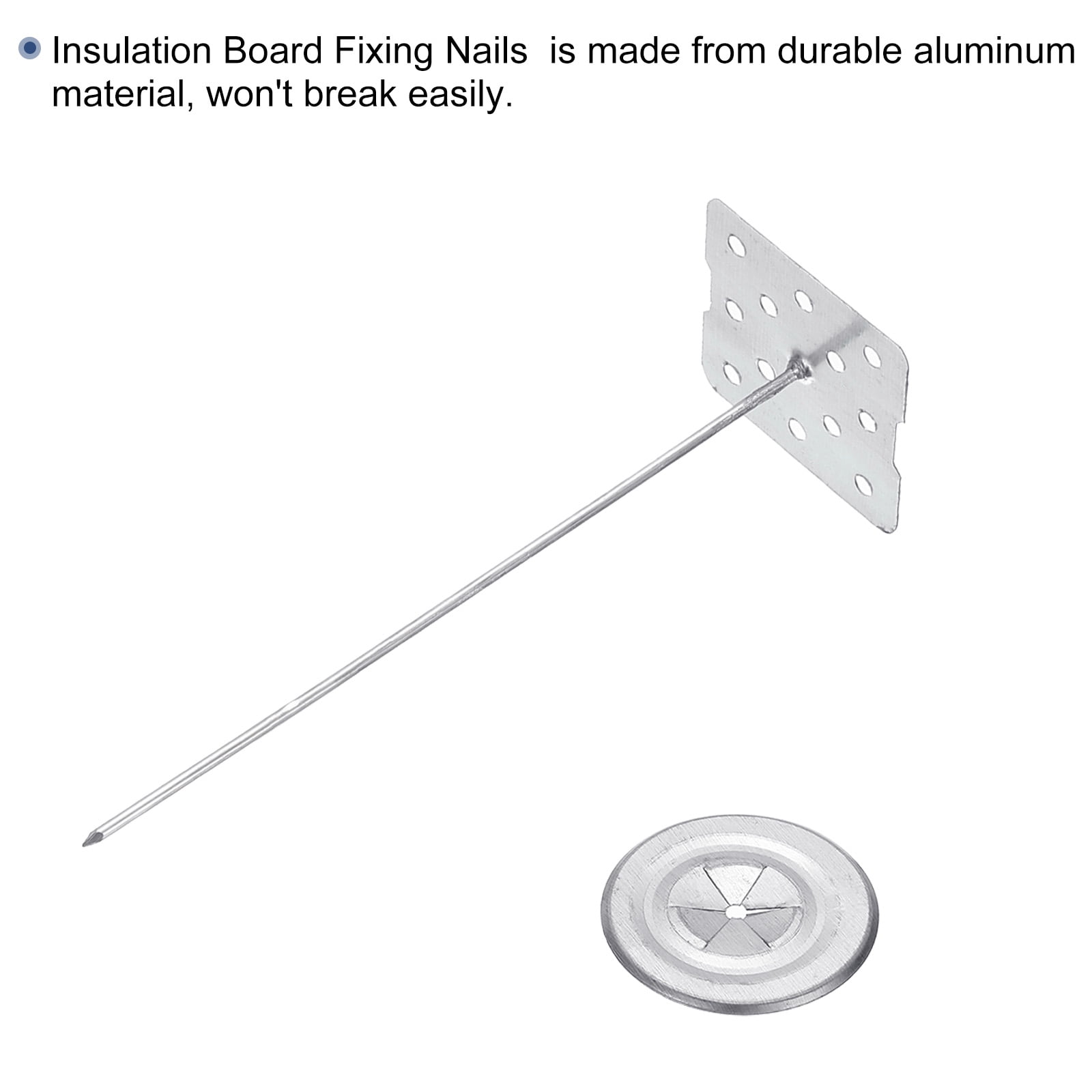 70mm Perforated Insulation Pins with Round Washer,100 Sets 2in Insulating Nails Wall Plug for Fixing Foam Boards to Wall or Ceiling