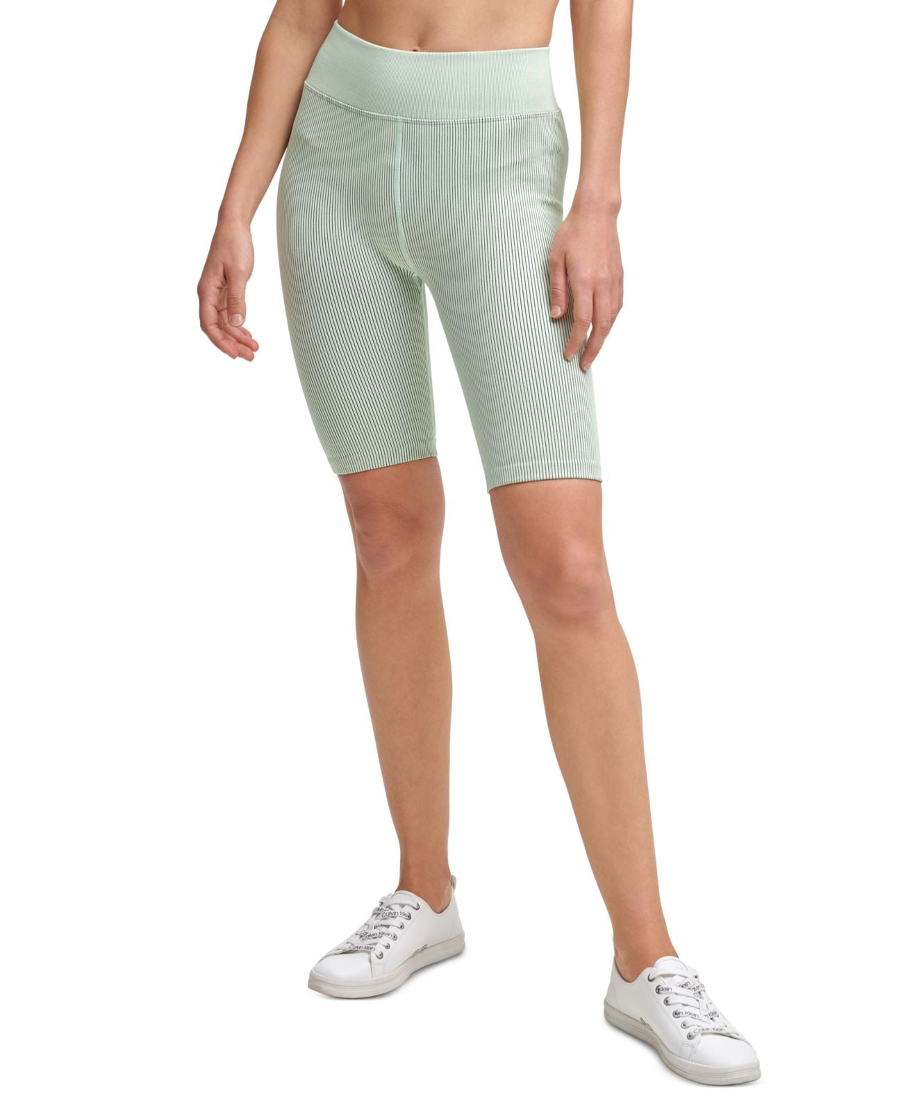 Calvin Klein Womens Performance Ribbed High-Waist Bike Shorts 