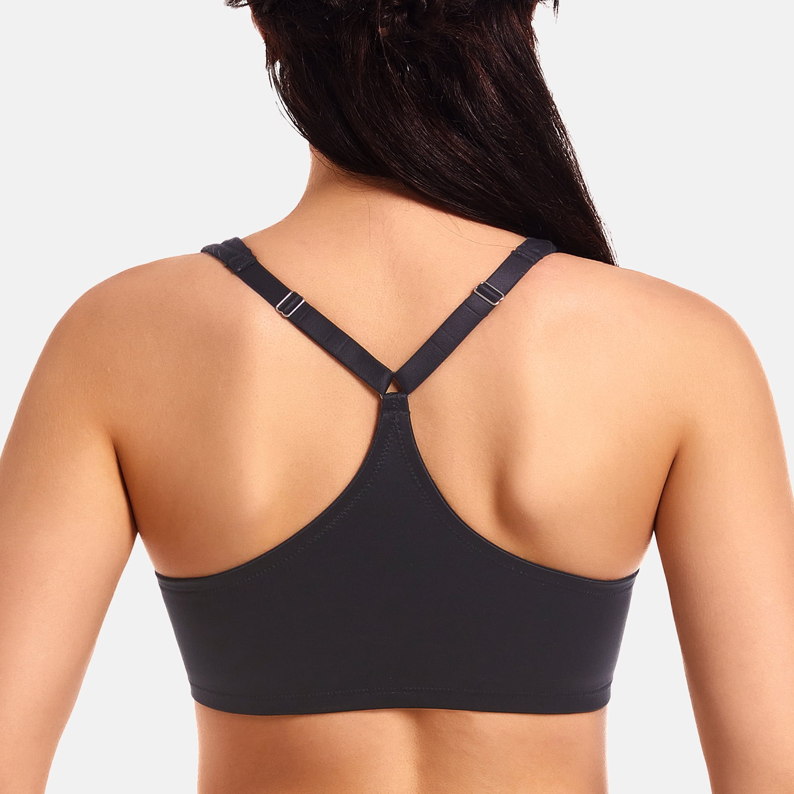 MELENECA Women's Racerback Front Closure Bras Plunge Unlined Full Coverage Seamless Underwire Bra Black 36DD