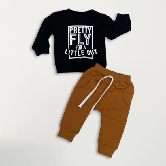 ZHOGXU Big Kids Boys Outfit Long Sleeve Letter Print Pullover And Jogger Comfortable Two Piece Sets For Casual Daily Wear Black 18-24 Month