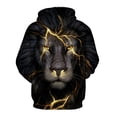 thumbnail image 2 of Chandail à Capuchon Unisexe Décontracté à Manches Longues, Chandail à Capuchon Imprimé Lion 3D, Haut à Enfiler, Lion Noir G, 2 of 6