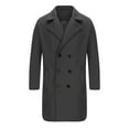 thumbnail image 4 of Men's Wool Blends Double-Breasted Pea Coat Fashion Stand Collar Business Work Long Jacket Cardigan Casual Long Sleeve Slim Fit Winter Trench Coats, 4 of 6
