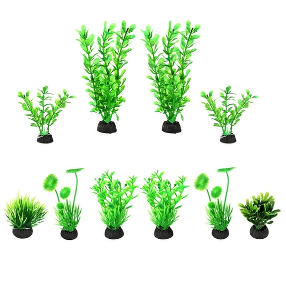 AQUANEAT Fish Tank Decorations, Green Aquarium Plants Plastic, 10pcs Fish Tank Plants