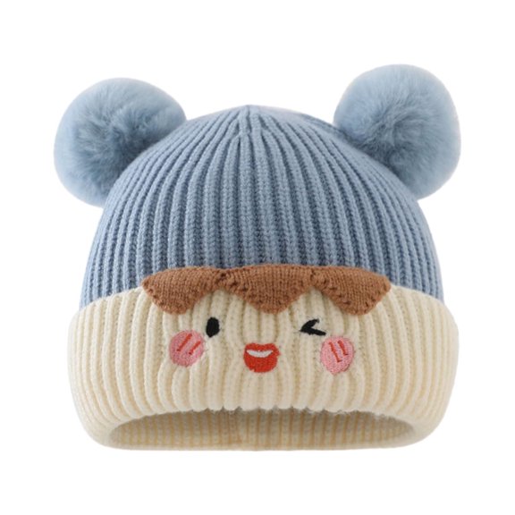 MuXiKeJi Baby Winter Knitted Hat Warm Woolen Cap for Girls Boys Soft Double Expression Cute