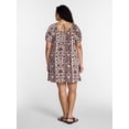thumbnail image 3 of Terra & Sky Women’s Plus Printed Swing Mini Swing Dress with Tie Back, Sizes 0X-5X, 3 of 5