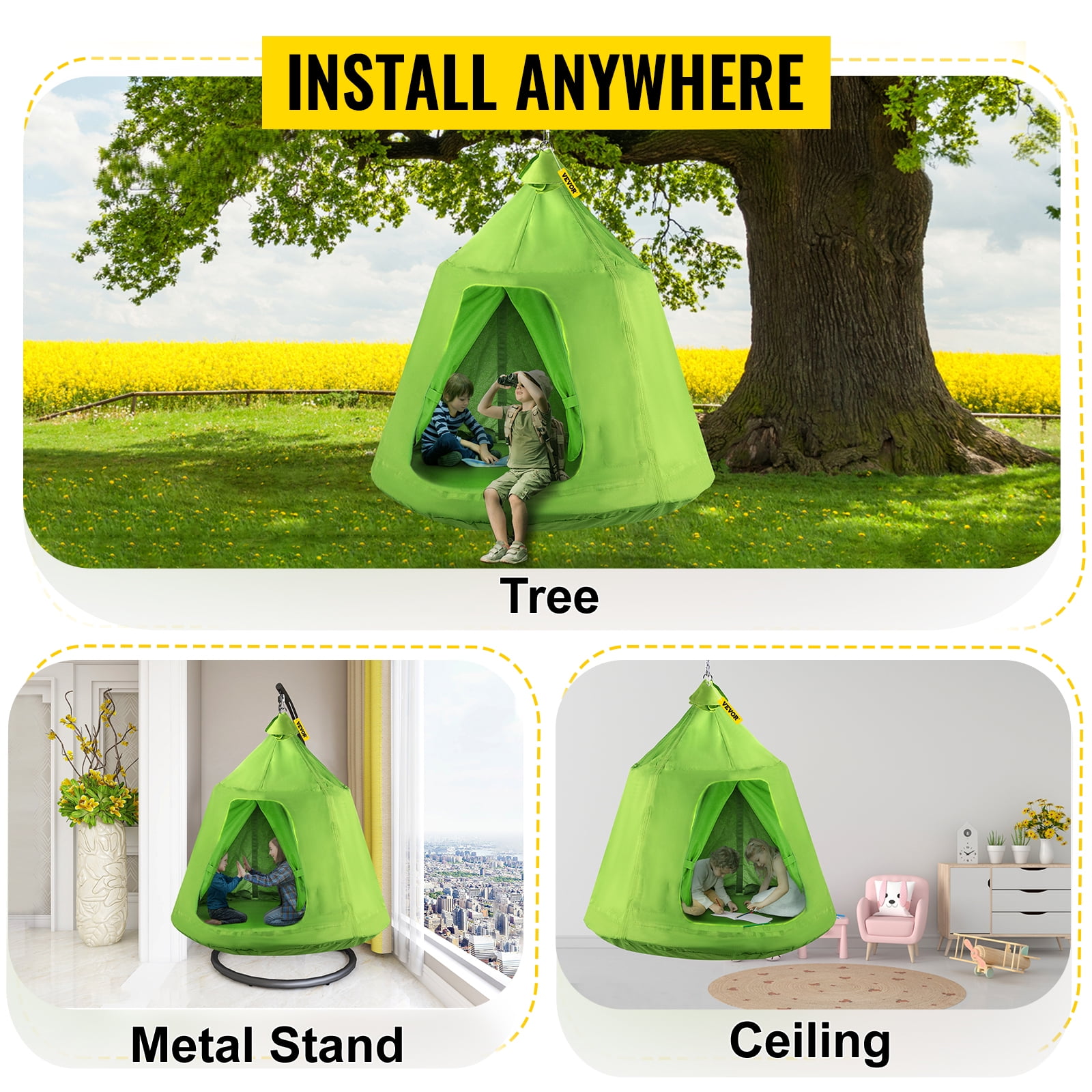 VEVORbrand Hanging Tree Tent Max 440 lbs House Tree Tent Swing