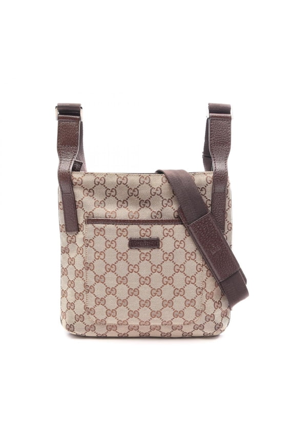 Pre-Owned Gucci GG Canvas Shoulder Bag/Handbag, and Leather, Women's, Beige/Brown, Item No....