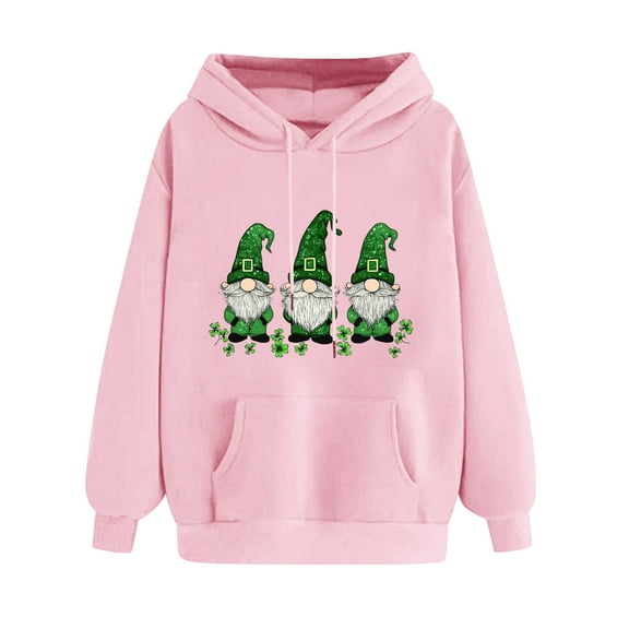LIaqionyy Women St.Patrick's Day Sweatshirts Shamrock Print Long Sleeve Casual Hooded Comfy Loose Tops Gift