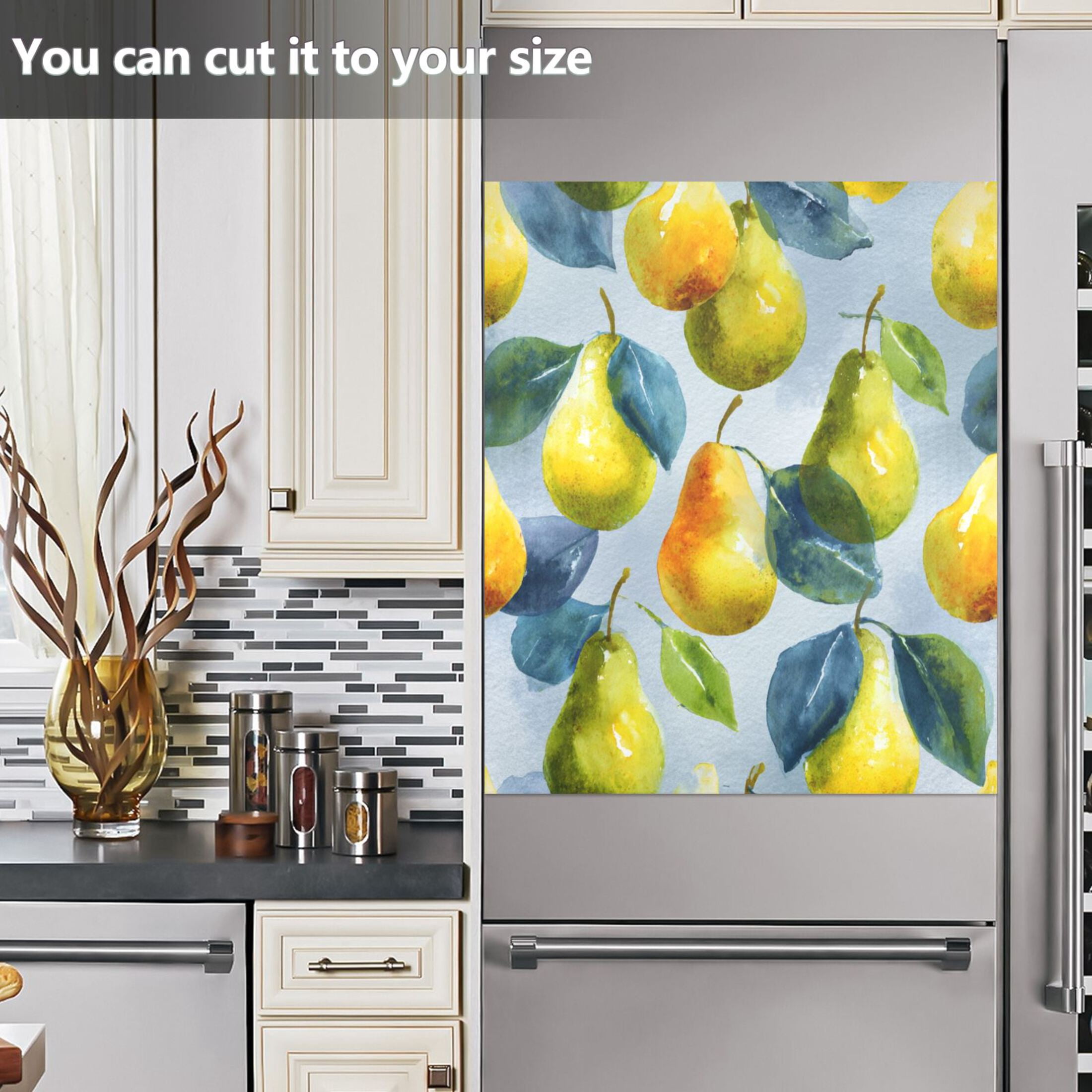 Dishwasher Sticker Magnetic Dishwasher Sticker Magnetic Decorative Sticker Refrigerator Sticker Dishwasher Decorative Stickers Yellow Pear Watercolor Style