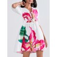 thumbnail image 4 of Gupgi Robe Courte Fleurie pour Femme à Manches Courtes, Robe Babydoll Fluide à Col en V, Robe Chemise Coupe Ample, Mini Robe d'Été Bohème, 4 of 8