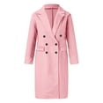 thumbnail image 4 of PMVFHDE Trench Coat Women Solid Color Elegant Autumn Winter Minimalist Double- Long Sleeve Notch Lapel Long Coat Pink,XL, 4 of 5