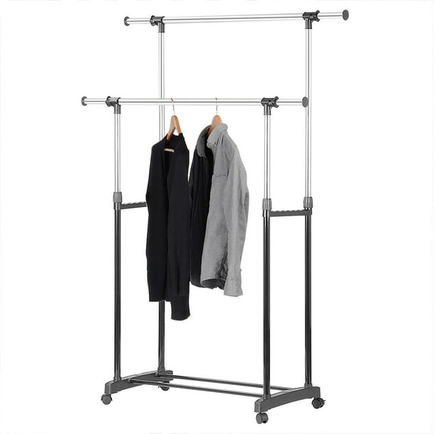 Expandable Chothes Rack, Double Rod Garment Rack Clothing Rack