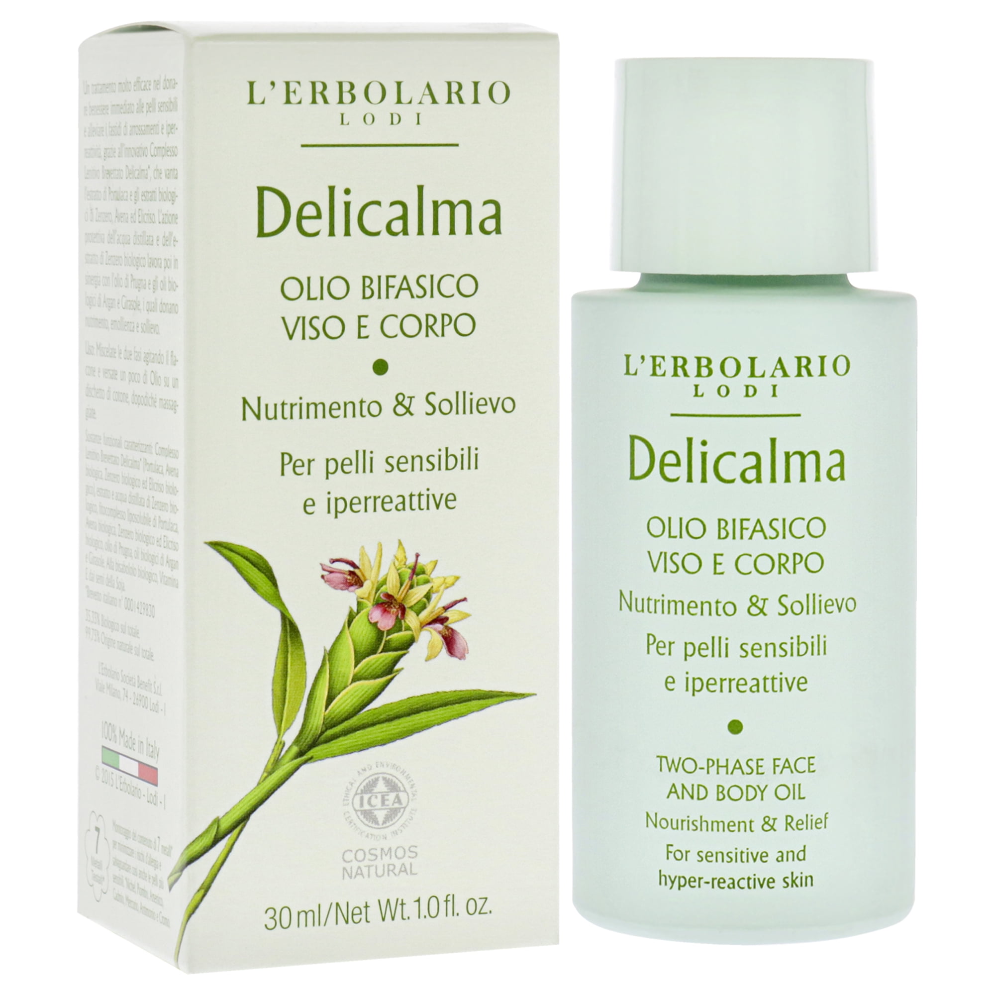 LErbolario Delicalma Two-Phase Face and Body Oil , 1 oz Oil