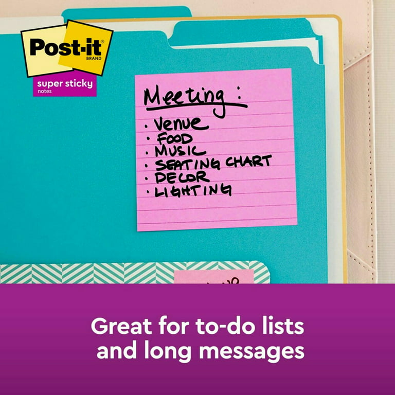 Post-it Super Sticky Notes, 4 inch x 4 inch, Color May Vary, 3 Pads Total