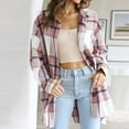 thumbnail image 2 of IROINNID Women's Shacket Jacket Long Sleeve Plaid Turndown Lapel Outwear, Loose Winter Jacket Blouse, 2 of 9