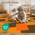 thumbnail image 4 of ODIKA 3'x5' Washable Area Rug Non-Slip, Flatweave, Easy Care Orange Mid Retro Painterly Blocks Contrasting Fields Century for Hallway, Laundry Room, 4 of 7