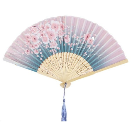 

PWFE Chinese Style Dance Wedding Party Lace Silk Folding Hand Held Flower Fan Gift(Style2)