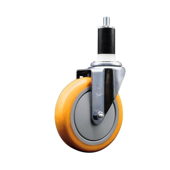 Service Caster SCC-SSEX20S514-PPUB-YEL-138 Stainless Steel Polyurethane Expanding Stem Swivel Caster with 5 in. Yellow Wheel & 1.38 in. Stem