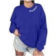 thumbnail image 1 of Penkiiy Mujer Mama Sweatshirt Casual Manga Larga Camisetas Cuello Tripulador Camisetas de Primavera 2025 Ropa Nueva XS Azul, 1 of 7