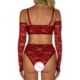 thumbnail image 4 of Gibobby Ropa sexy de mujer para sexo Lencería sexy para mujer, lencería de encaje floral, de una pieza, exótica, traviesa, con tirantes, lencería de peluche(Rojo, CH), 4 of 5