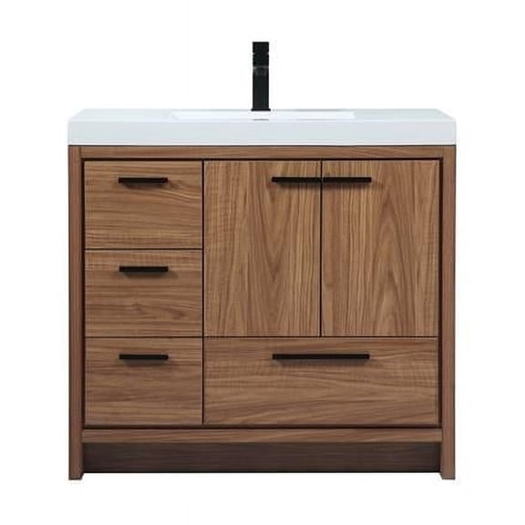 36 in. Single Bathroom Vanity, Walnut Brown