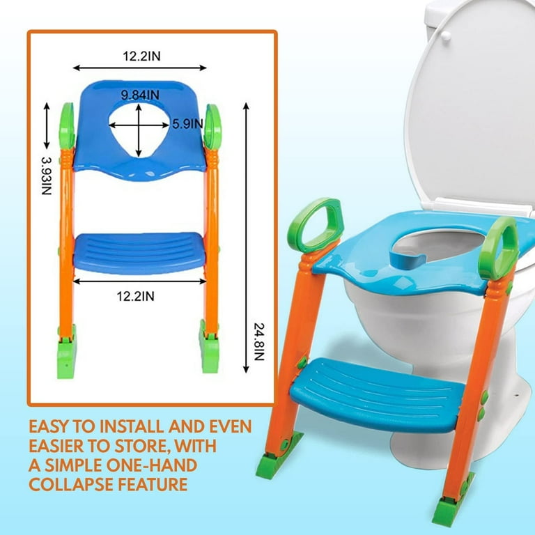 Potty Training Seat Toilet w/Step Stool Ladder & Splash Guard, Kids  Toddlers Trainer w/Handles. Sturdy & Foldable. Non-Slip Steps & Anti Slip  Pads.