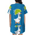thumbnail image 4 of Womens Pajama Sets With Pocket, Goose Holding an Umbrella Lounge Sets Short Sleeve Sleepwear PJ Sets for Women, 4 of 6