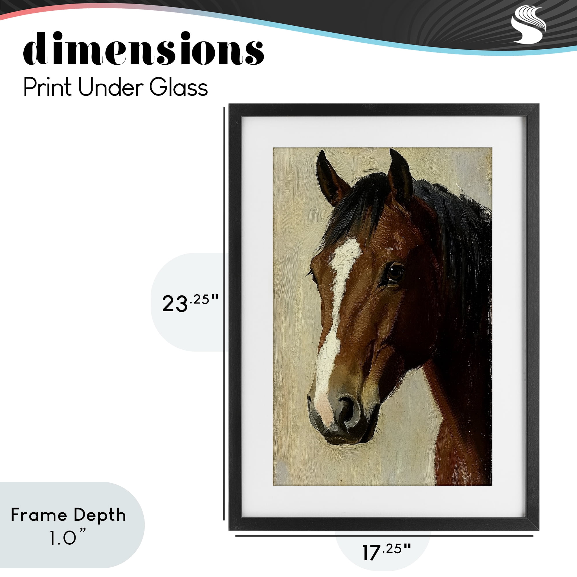 Stupell Industries Beautiful Brown Horse Portrait Black Framed Print Under Glass, design by Petal Prints Design