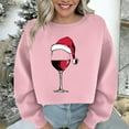 thumbnail image 4 of Cadancy Funny Christmas Shirts for Women Cropped Xmas Wine Glass Long Sleeve Trendy Tops Crew Neck Winter Party Pullover Sweatshirts Holiday Outfits 2025, 4 of 5